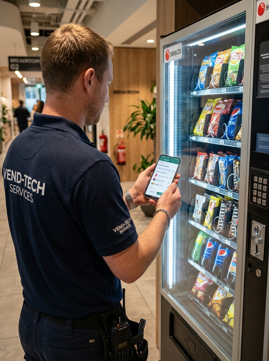 Driver restocking vending machine with mobile companion